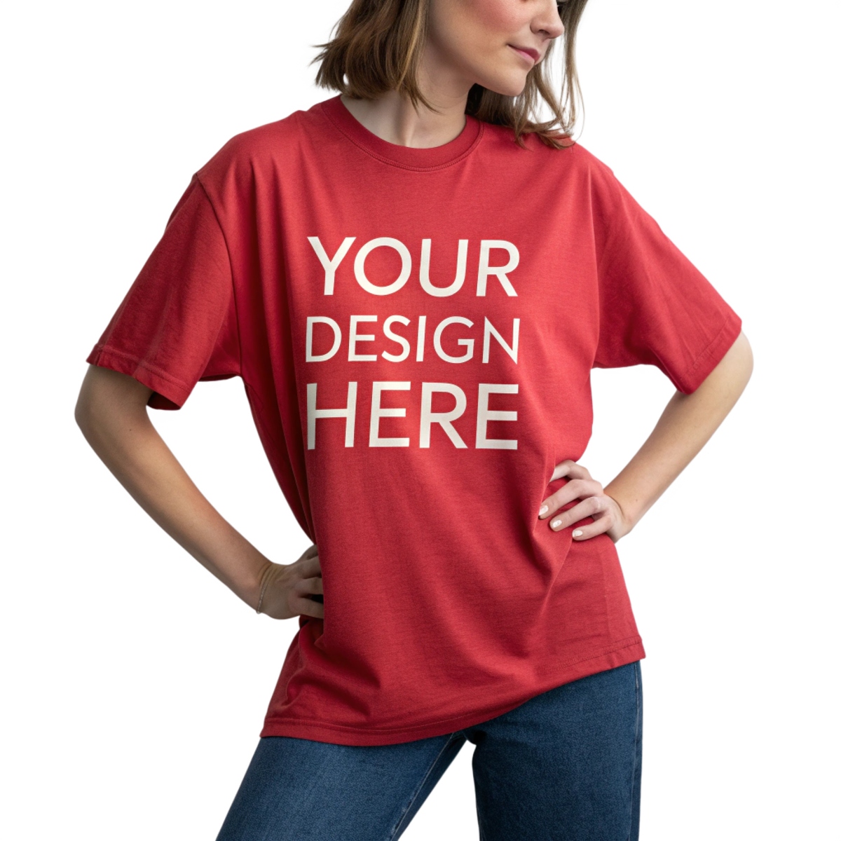 Women Red Oversized Custom T-Shirt