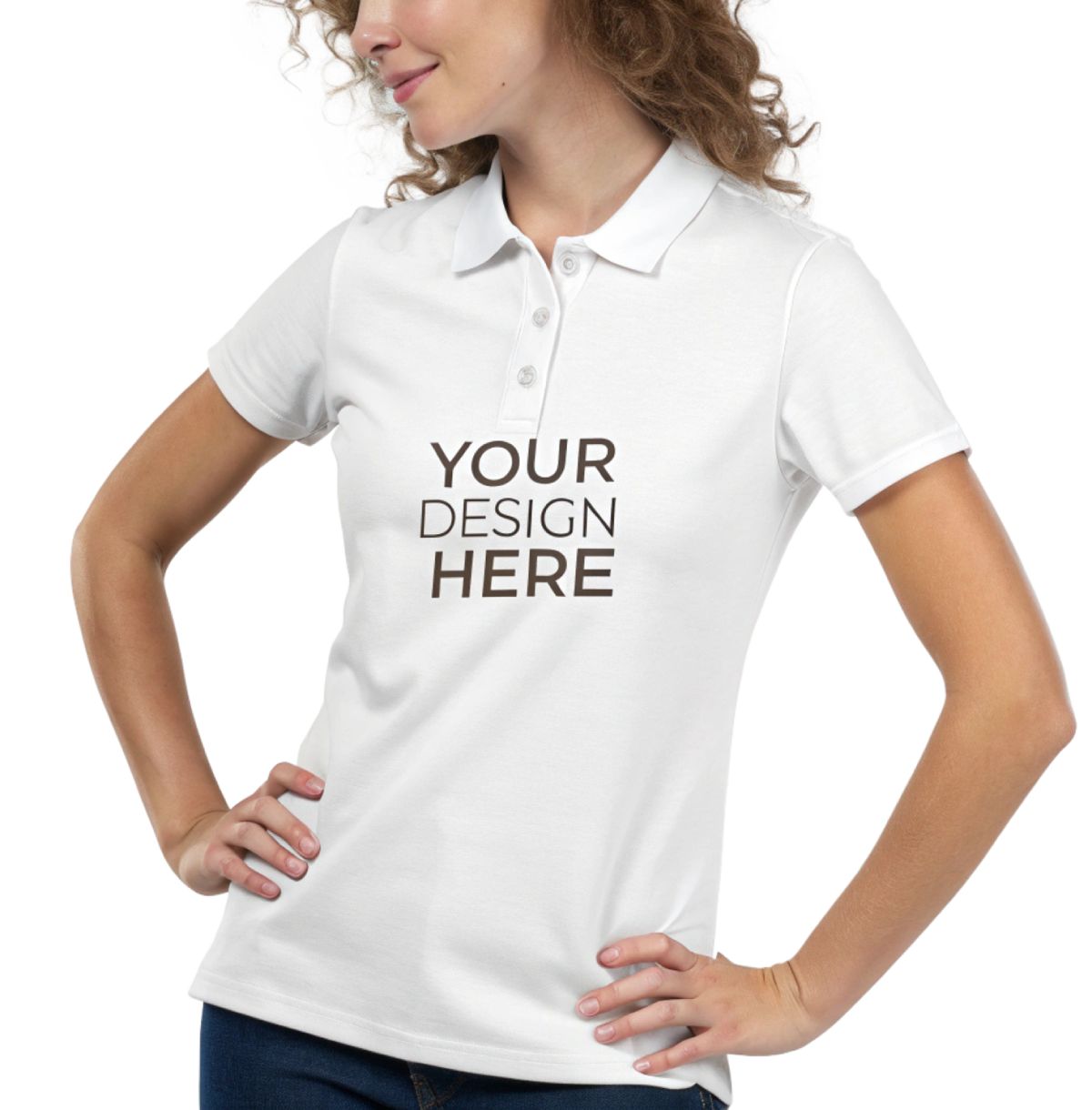 Women White Custom Polo T-Shirt