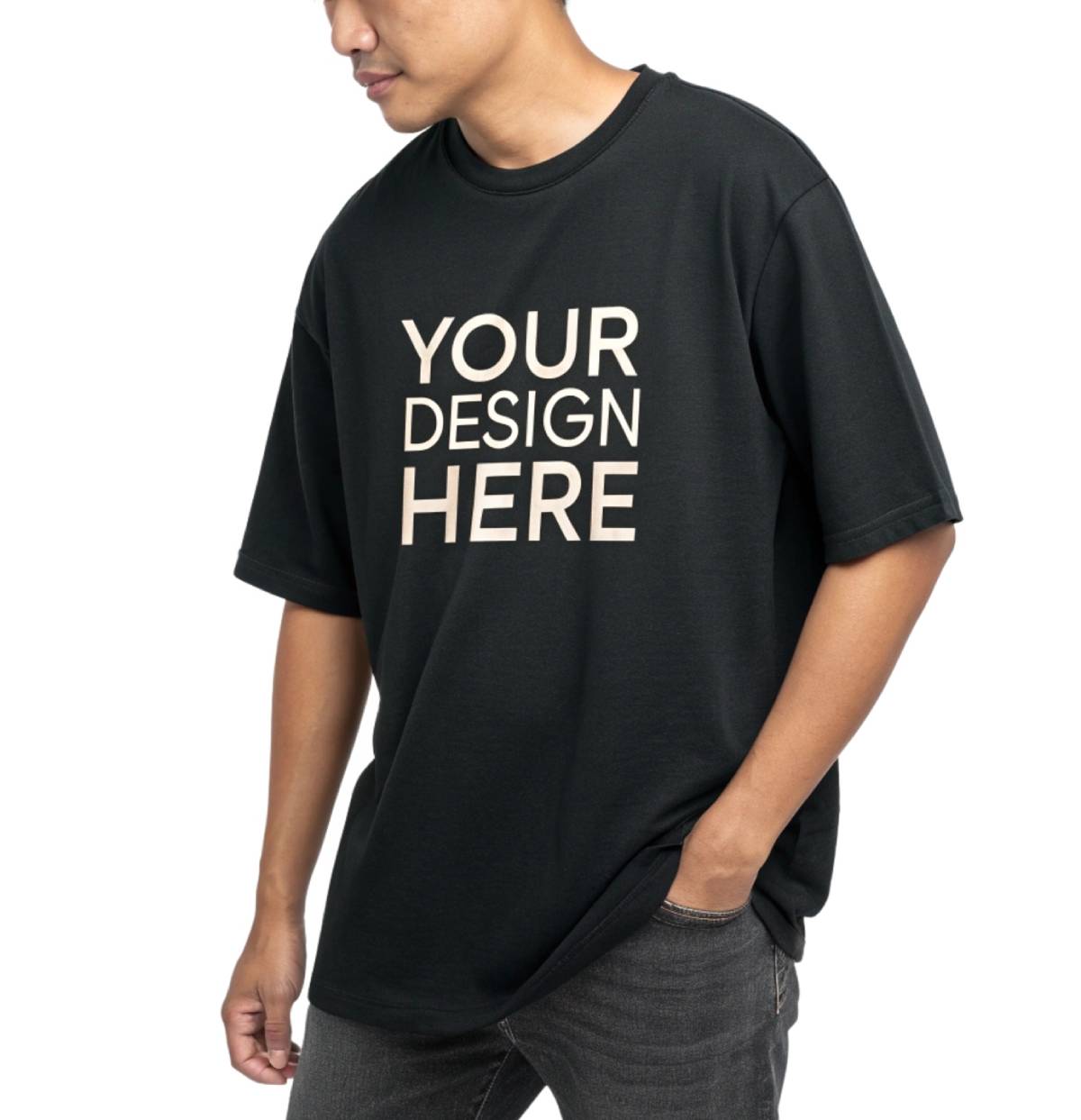 Men Black Oversized Custom T-Shirt