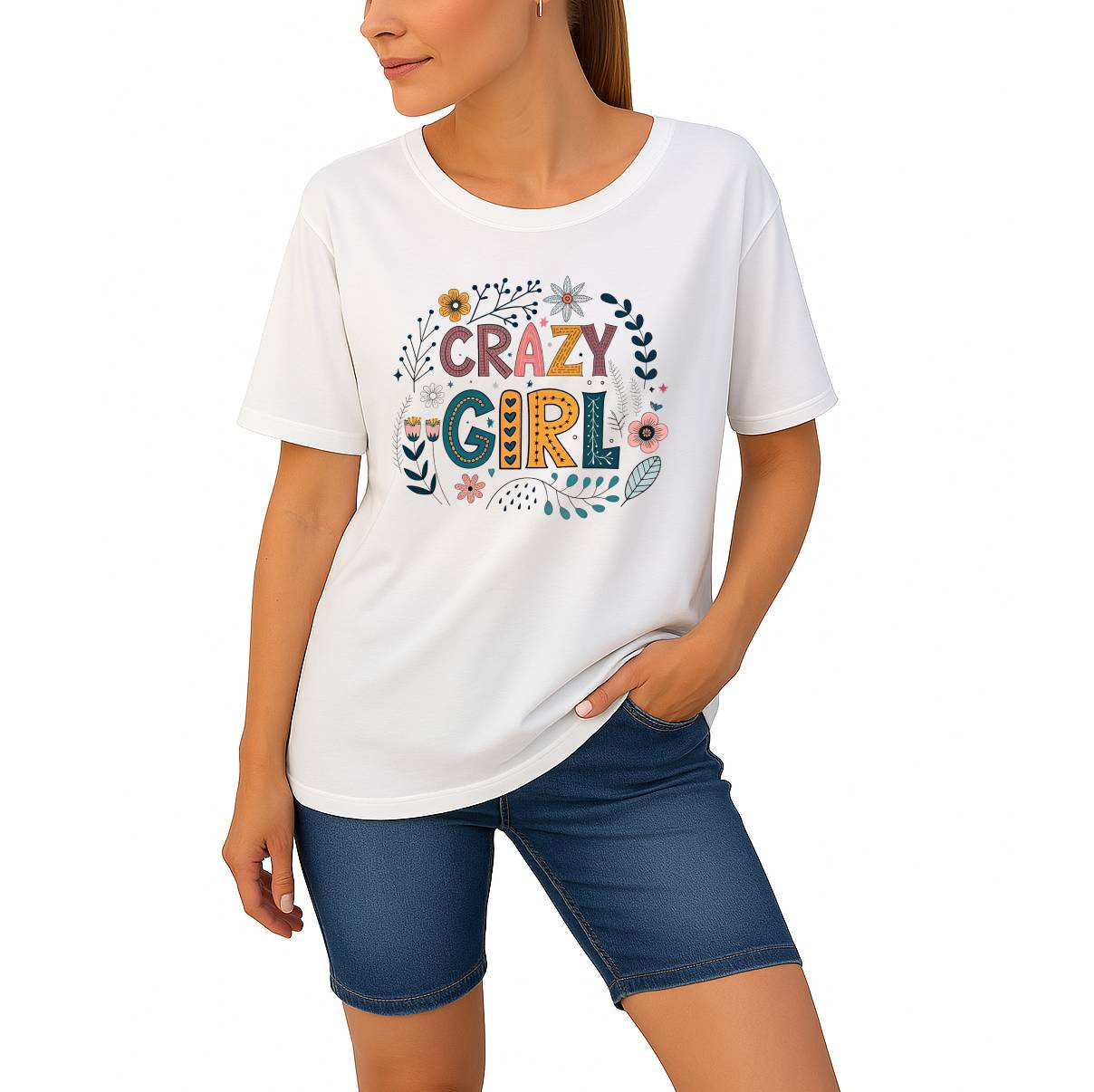 Crazy Girl Women Oversized Tshirt