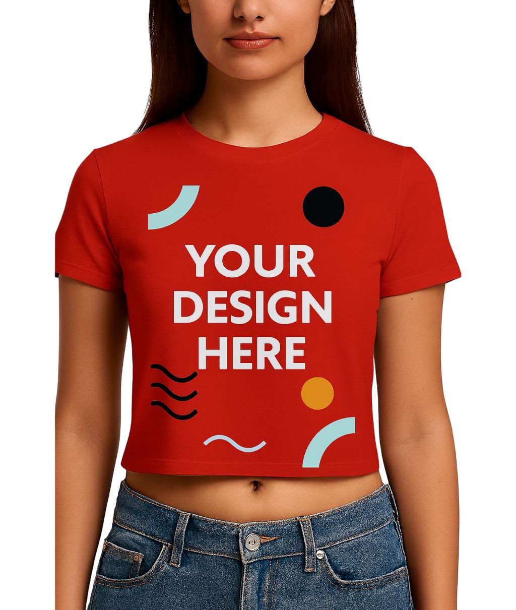 Women Red Custom Crop Top