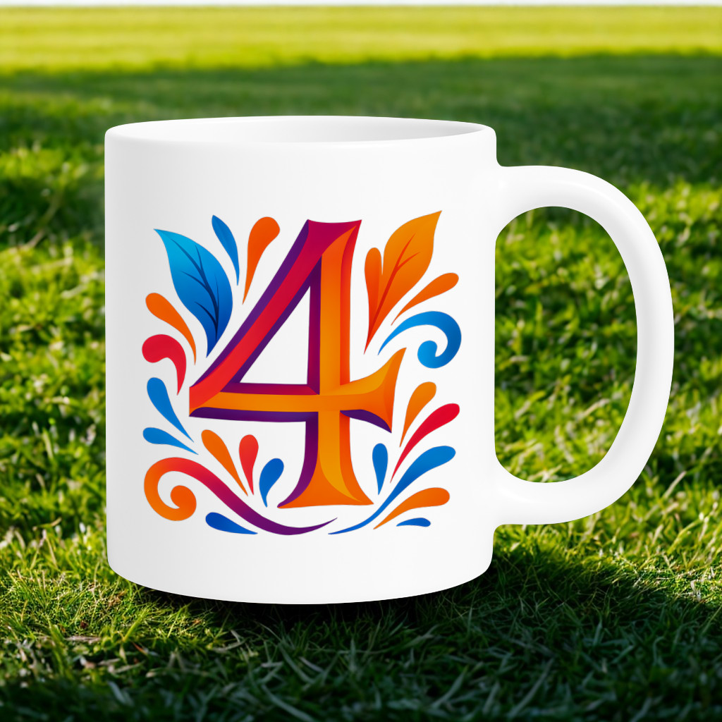 Four Number Printed Coffee Mug