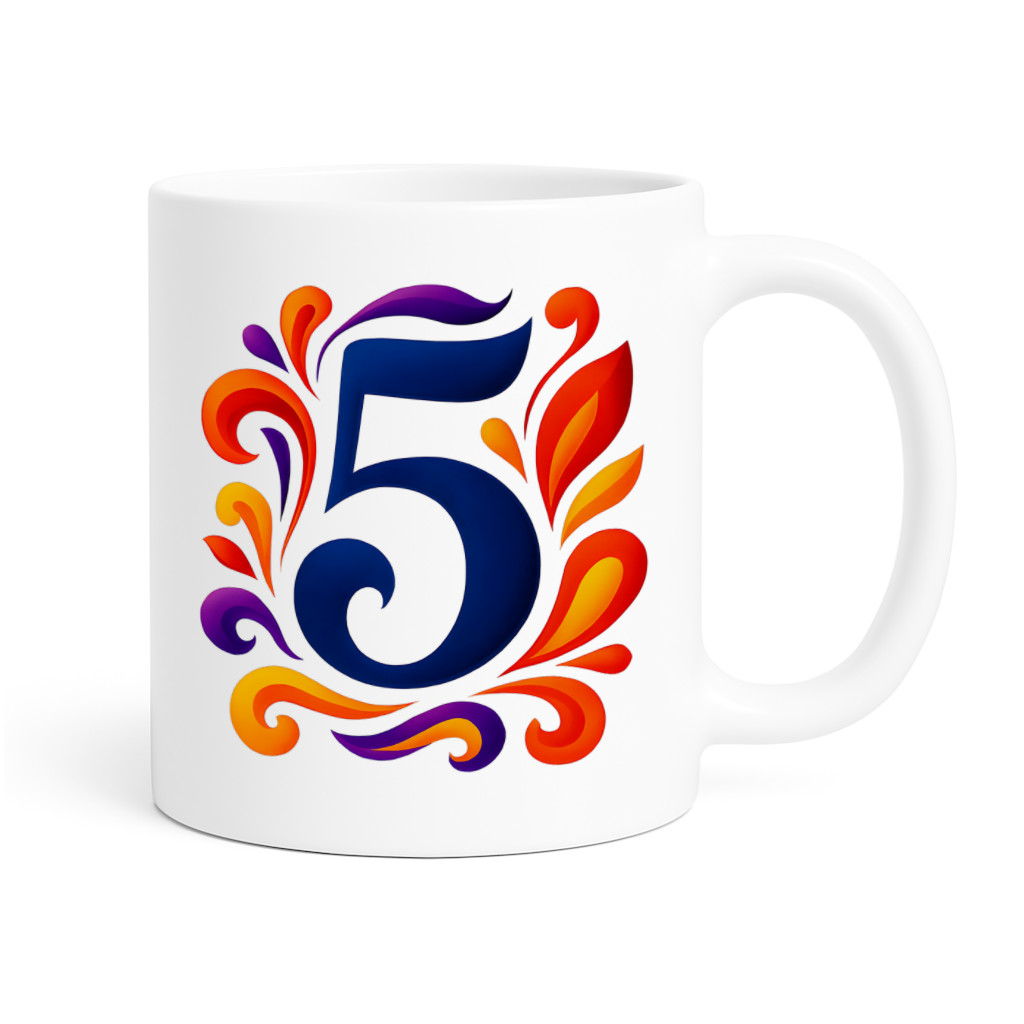 Five Number Printed Coffee Mug
